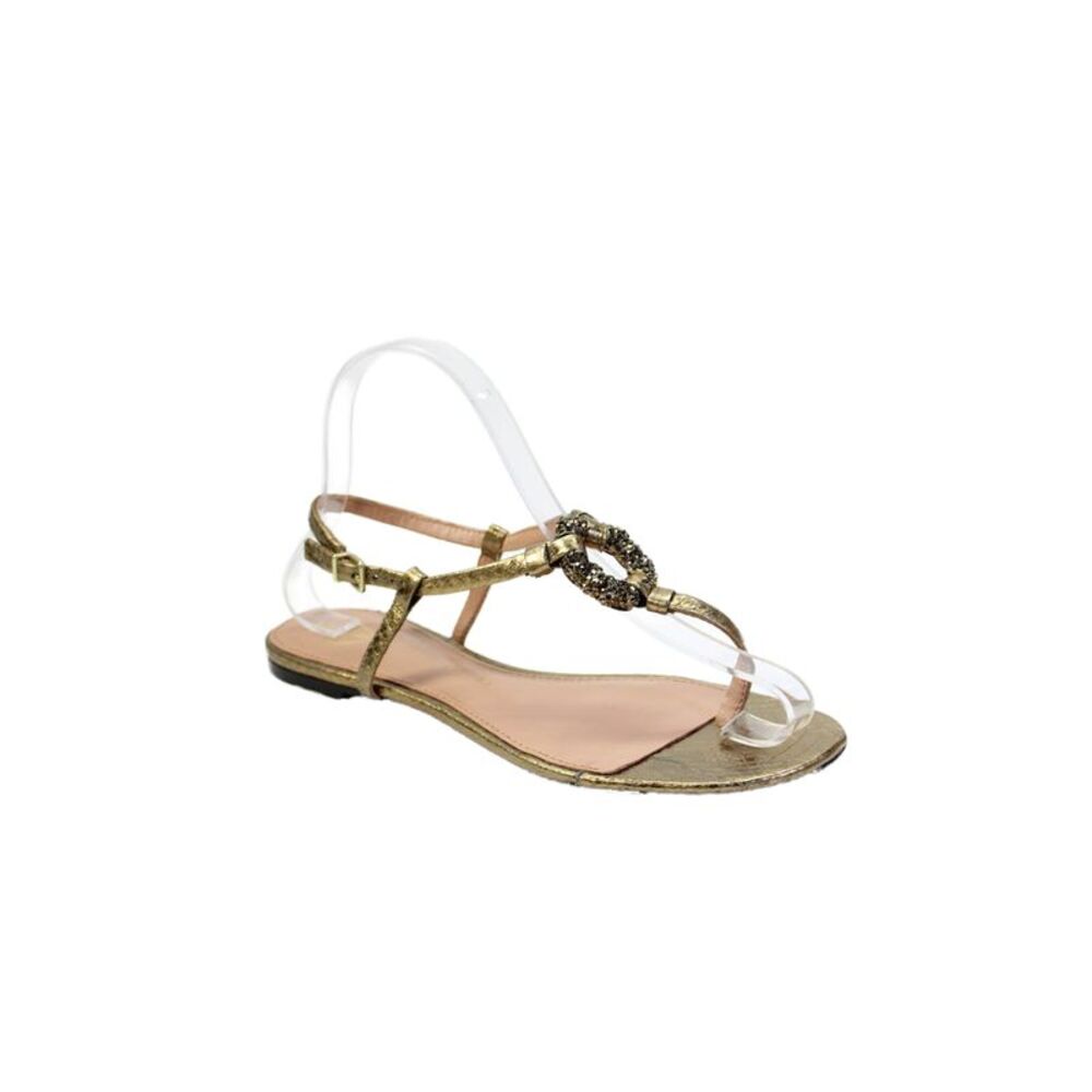 VC Signature Womens Leather Adjustable Buckled Strappy Sandals Gold Size 6.5